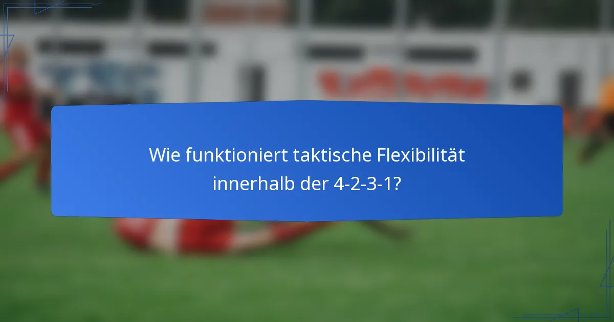 Wie funktioniert taktische Flexibilität innerhalb der 4-2-3-1?